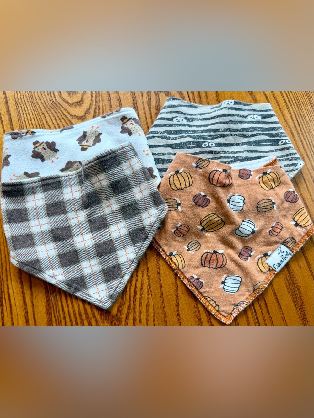 Copper Pearl Hudson Baby Fall Bandana Bibs 4pc Pumpkin Turkey Plaid Baby